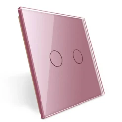 Włącznik dotykowy podwójny schodowo - krzyżowy z różowym panelem szklanym (VL-C702S-67) LIVOLO
