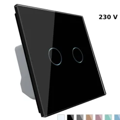 Włącznik dotykowy podwójny z czarnym panelem szklanym (VL-C702-62) LIVOLO