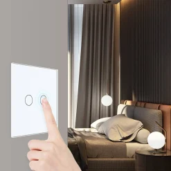 Włącznik dotykowy podwójny z czarnym panelem szklanym (VL-C702-62) LIVOLO