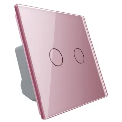 Włącznik dotykowy podwójny z różowym panelem szklanym (VL-C702-67) LIVOLO
