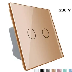 Włącznik dotykowy podwójny ze złotym panelem szklanym (VL-C702-63) LIVOLO