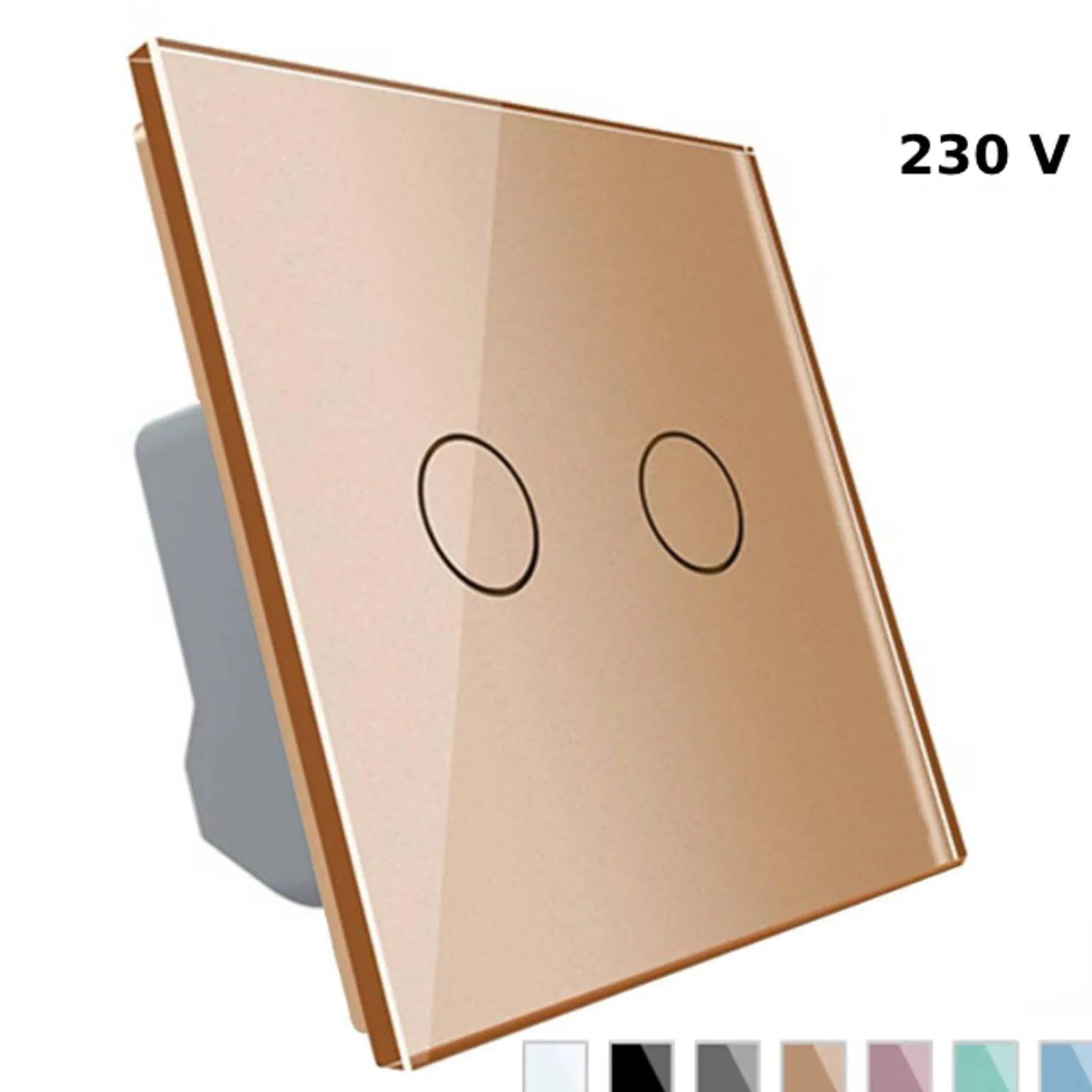 Włącznik dotykowy podwójny ze złotym panelem szklanym (VL-C702-63) LIVOLO