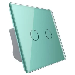 Włącznik dotykowy podwójny z zielonym panelem szklanym (VL-C702-68) LIVOLO