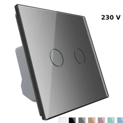 Włącznik dotykowy podwójny ze srebrnym panelem szklanym (VL-C702-64) LIVOLO