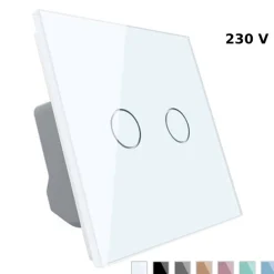 Włącznik dotykowy podwójny z białym panelem szklanym (VL-C702-61) LIVOLO