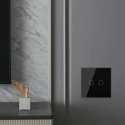 Włącznik dotykowy podwójny z białym panelem szklanym (VL-C702-61) LIVOLO