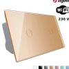 Włącznik dotykowy pojedynczy EC Wi-Fi + podwójny panel szklany w kolorze Złotym 1 + 1 (VL-C7011EC-63) LIVOLO