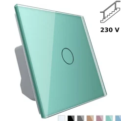Włącznik dotykowy pojedynczy schodowo - krzyżowy z zielonym panelem szklanym (VL-C701S-68) LIVOLO