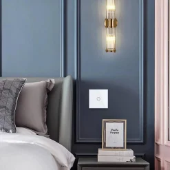 Włącznik dotykowy pojedynczy schodowo - krzyżowy z zielonym panelem szklanym (VL-C701S-68) LIVOLO