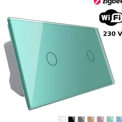 Włącznik dotykowy pojedynczy EC Wi-Fi + podwójny panel szklany w kolorze ZIelonym 1 + 1 (VL-C7011EC-68) LIVOLO