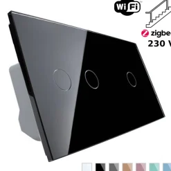 Włącznik dotykowy Schodowo - krzyżowy 2 + 1 EC Wi-Fi w kolorze czarnym (VL-C7012SEC-62) LIVOLO