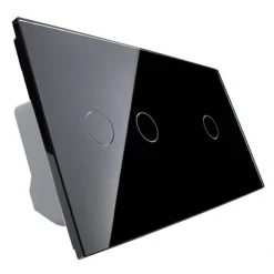 Włącznik dotykowy Schodowo - krzyżowy 2 + 1 EC Wi-Fi w kolorze czarnym (VL-C7012SEC-62) LIVOLO
