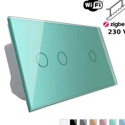 Włącznik dotykowy Schodowo - krzyżowy 2 + 1 EC Wi-Fi w kolorze zielonym (VL-C7012SEC-68) LIVOLO