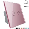 Włącznik podwójny dotykowy, bistabilny (impulsowy, dzwonkowy) z różowym panelem szklanym FIBARO (VL-C702IH-67) LIVOLO