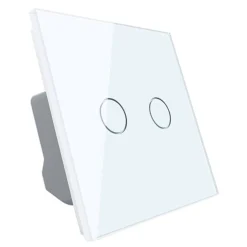 Włącznik podwójny dotykowy, bistabilny (impulsowy, dzwonkowy) z białym panelem szklanym FIBARO (VL-C702IH-61) LIVOLO