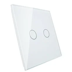 Włącznik podwójny dotykowy, bistabilny (impulsowy, dzwonkowy) z białym panelem szklanym FIBARO (VL-C702IH-61) LIVOLO