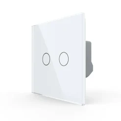 Włącznik podwójny dotykowy, bistabilny (impulsowy, dzwonkowy) z białym panelem szklanym FIBARO (VL-C702IH-61) LIVOLO