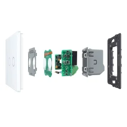 Włącznik podwójny dotykowy, bistabilny (impulsowy, dzwonkowy) z białym panelem szklanym FIBARO (VL-C702IH-61) LIVOLO