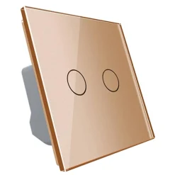 Włącznik podwójny dotykowy, bistabilny (impulsowy, dzwonkowy) ze złotym panelem szklanym FIBARO (VL-C702IH-63) LIVOLO