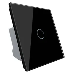 Włącznik pojedynczy dotykowy, bistabilny (impulsowy, dzwonkowy) z czarnym panelem szklanym FIBARO (VL-C701IH-62) LIVOLO