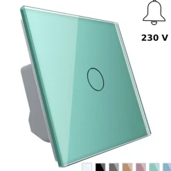 Włącznik pojedynczy dotykowy, bistabilny (impulsowy, dzwonkowy) z zielonym panelem szklanym FIBARO (VL-C701IH-68) LIVOLO