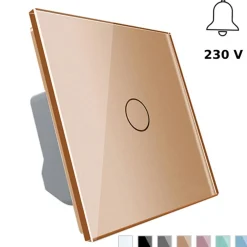 Włącznik pojedynczy dotykowy, bistabilny (impulsowy, dzwonkowy) ze złotym panelem szklanym FIBARO (VL-C701IH-63) LIVOLO
