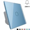 Włącznik pojedynczy dotykowy, bistabilny (impulsowy, dzwonkowy) z niebieskim panelem szklanym FIBARO (VL-C701IH-69) LIVOLO