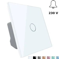 Włącznik pojedynczy dotykowy, bistabilny (impulsowy, dzwonkowy) z białym panelem szklanym FIBARO (VL-C701IH-61) LIVOLO