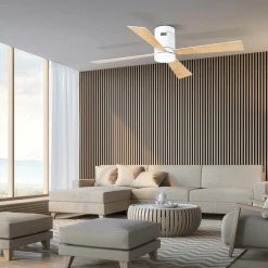 Wentylator sufitowy biała mapka drewno-biały 15W LED (19137) - Zambelis