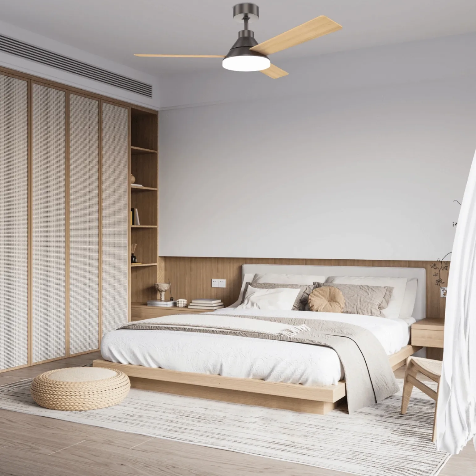 Wentylator sufitowy 22W z drewnianymi łopatkami, brązowy (22083 Zambelis) - Zambelis