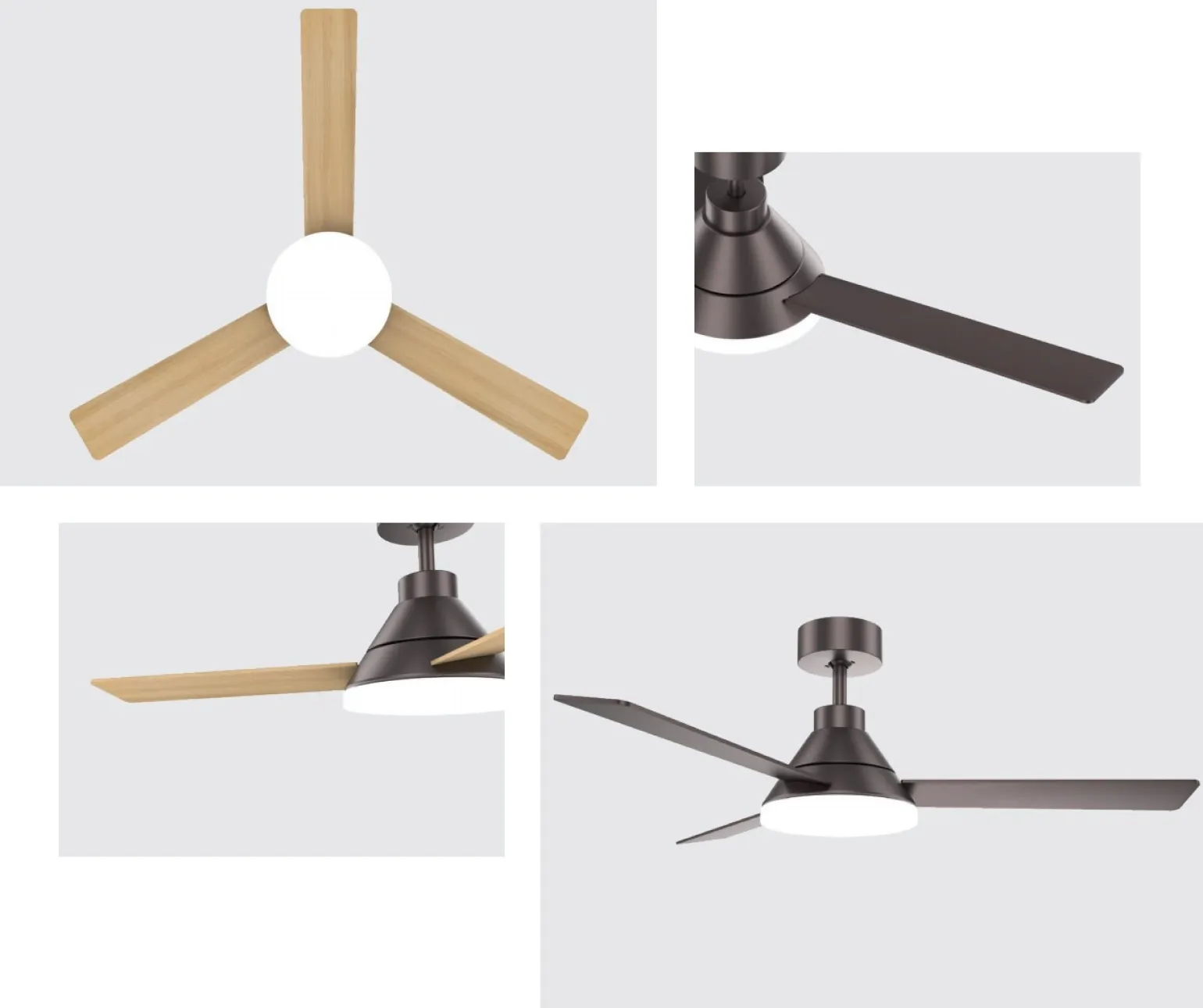 Wentylator sufitowy 22W z drewnianymi łopatkami, brązowy (22083 Zambelis) - Zambelis