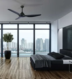 Wentylator sufitowy 70W z pilotem, matowe czarne wiatraki (20258 Zambelis)