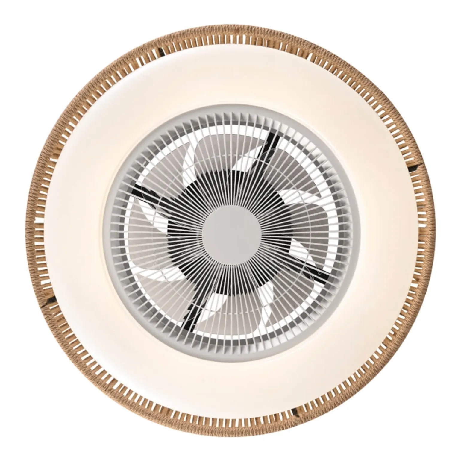 Wentylator sufitowy z metalowymi elementami i sznurkiem konopnym 33W LED (23001 Zambelis) - Zambelis