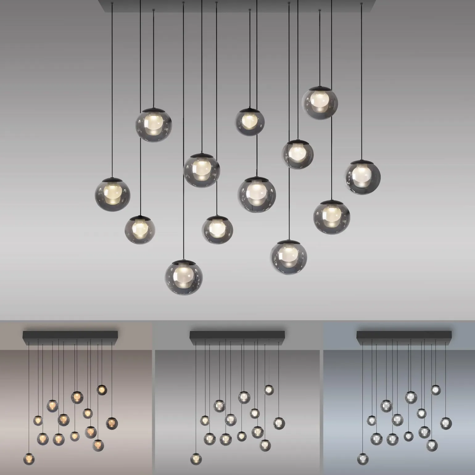 Wisząca lampa na pilota, z regulacją światła i wysokości PURE POPUP SZARA (2590-15) - Paul Neuhaus