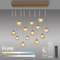 Wisząca lampa na pilota, z regulacją światła i wysokości PURE POPUP BRĄZOWA (2590-97) - Paul Neuhaus