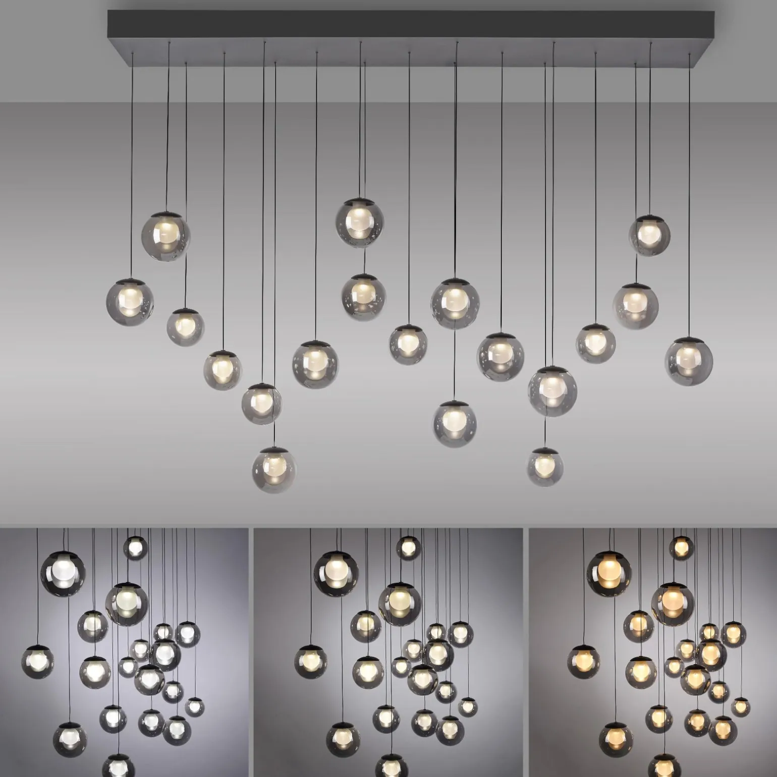 Wisząca lampa na pilota, z regulacją światła i wysokości PURE POPUP SZARA (2589-15) - Paul Neuhaus