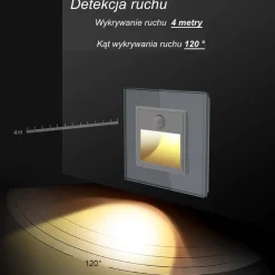 Wkład oświetlenia schodowego z czujką ruchu ze szklanym panelem (VL-LS-PIR-62) - Livolo