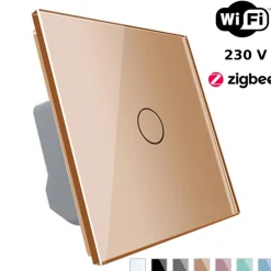 Wkład włącznika dotykowego pojedynczego EC Wi-Fi ze złotym panelem szklanym (VL-C701EC-63) LIVOLO