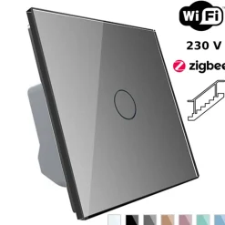 Wkład włącznika dotykowego pojedynczego EC Wi-Fi (schodowo - krzyżowego) ze srebrnym panelem szklanym (VL-C701SEC-64) LIVOLO