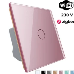 Wkład włącznika dotykowego pojedynczego EC Wi-Fi z różowym panelem szklanym (VL-C701EC-67) LIVOLO