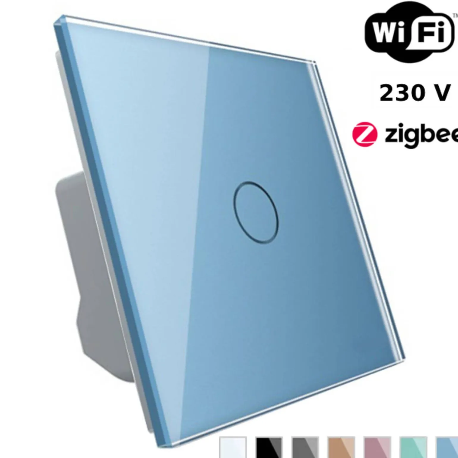 Wkład włącznika dotykowego pojedynczego EC Wi-Fi z niebieskim panelem szklanym (VL-C701EC-69) LIVOLO