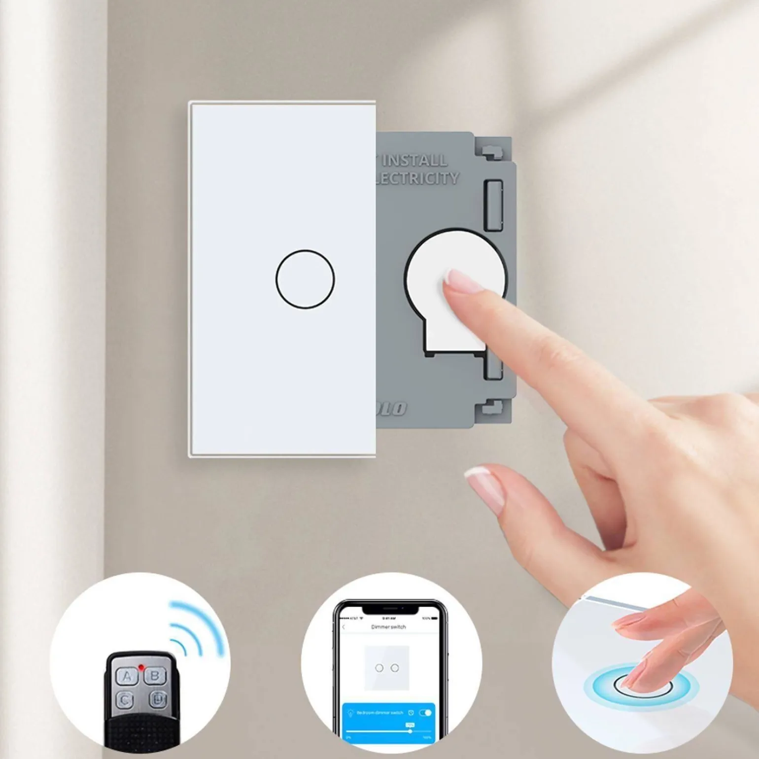 Wkład włącznika dotykowego pojedynczego EC Wi-Fi z niebieskim panelem szklanym (VL-C701EC-69) LIVOLO