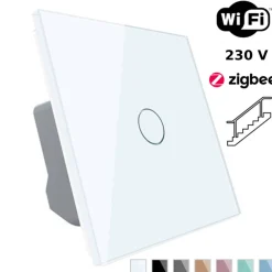 Wkład włącznika dotykowego pojedynczego EC Wi-Fi (schodowo - krzyżowego) z białym panelem szklanym (VL-C701SEC-61) LIVOLO