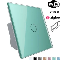 Wkład włącznika dotykowego pojedynczego EC Wi-Fi (schodowo - krzyżowego) z zielonym panelem szklanym (VL-C701SEC-68) LIVOLO