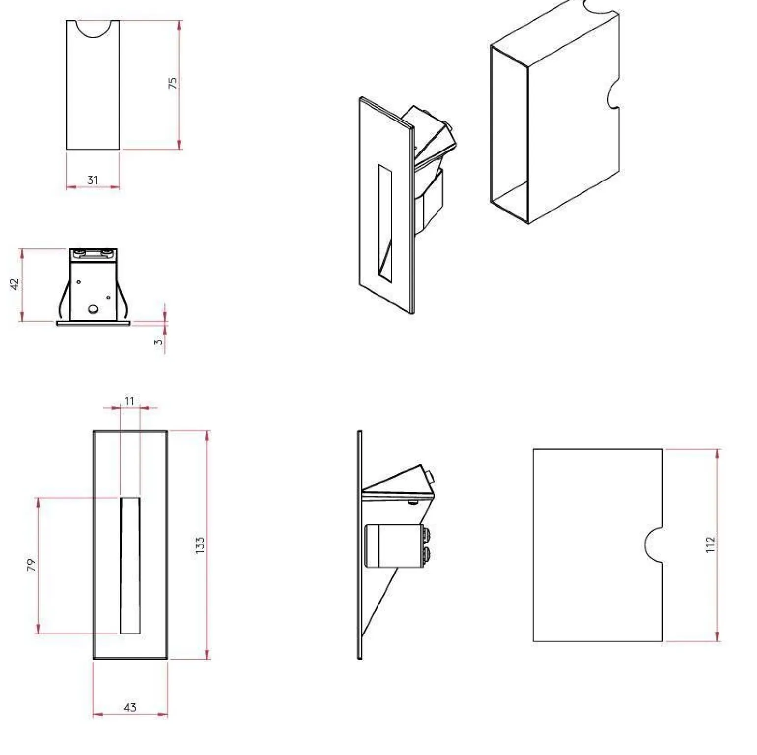 Wpust ścienny Borgo 43 stal nierdzewna 3000K (7480 Astro Lighting)