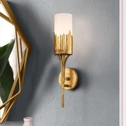 Wyrafinowany kinkiet Sawgrass - 1 źródło światła - Płatkowe złoto (QN-SAWGRASS-1WB-DG-O) - Quintiesse