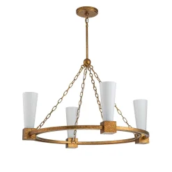 Żyrandol Kristy - 4 źródła światła - Przecierane złoto (KRISTY4-DG-OPAL) - Elstead Lighting