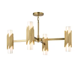 Żyrandol Marvele - 8 źródeł światła - Postarzany mosiądz (MARVELE8-AB-OPAL) - Elstead Lighting