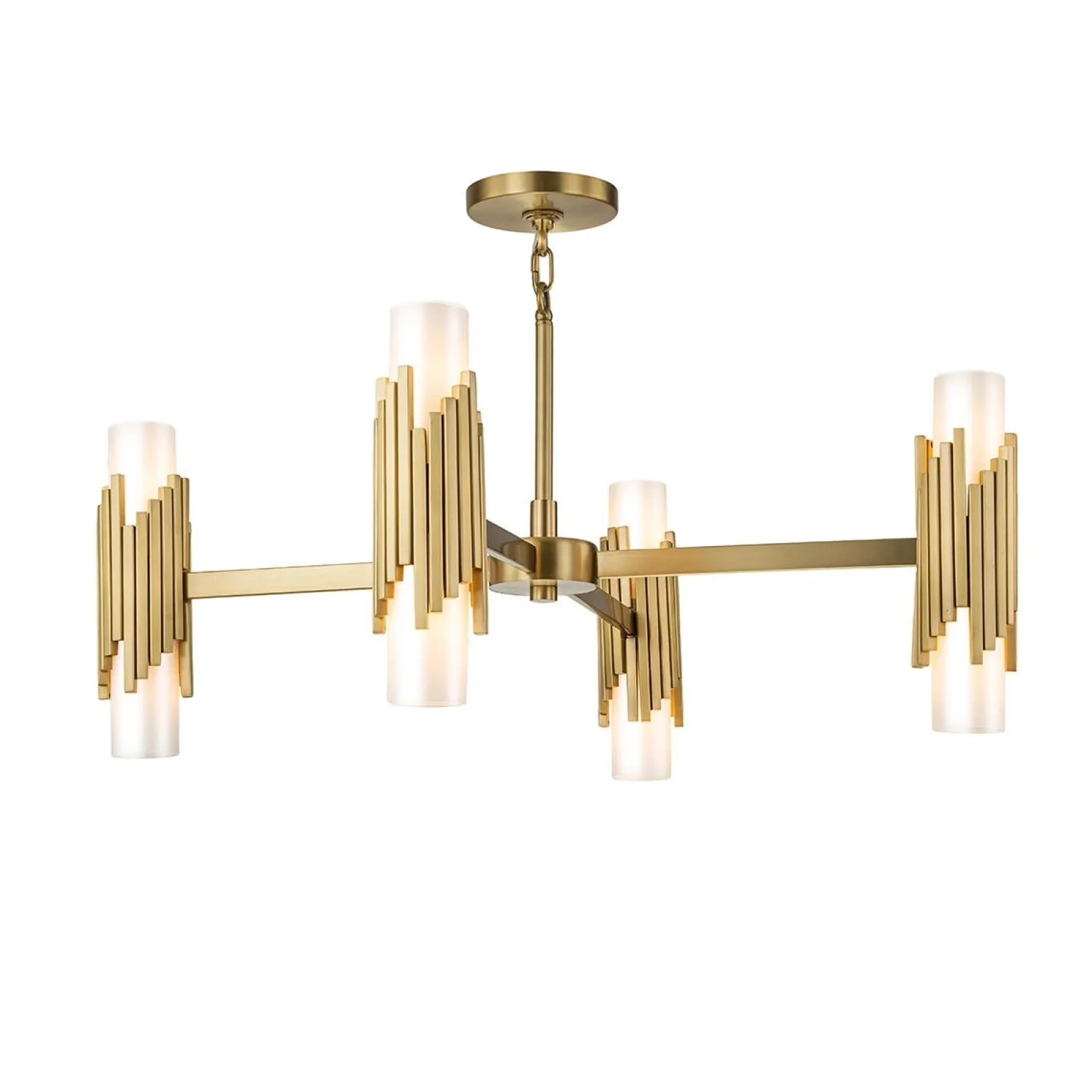 Żyrandol Marvele - 8 źródeł światła - Postarzany mosiądz (MARVELE8-AB-OPAL) - Elstead Lighting