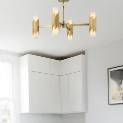 Żyrandol Marvele - 8 źródeł światła - Postarzany mosiądz (MARVELE8-AB-OPAL) - Elstead Lighting